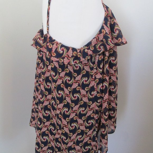 Webster Miami for Target Blue Print Ruffle Neck Cami Size L - Picture 3 of 14
